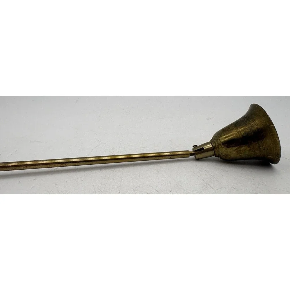 Vintage Brass Candle Snuffer Red Wood Handle Fireplace Candle Extinguisher